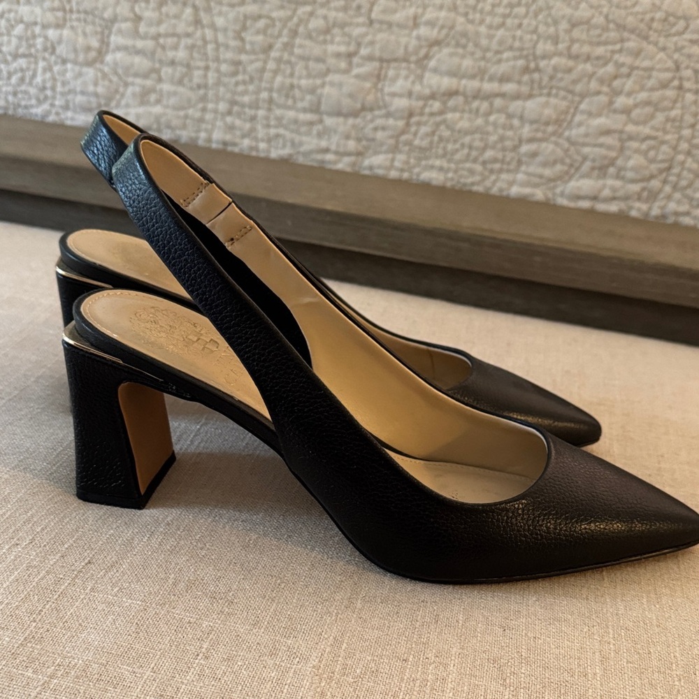 Vince Camuto Black Slingback Block Heels